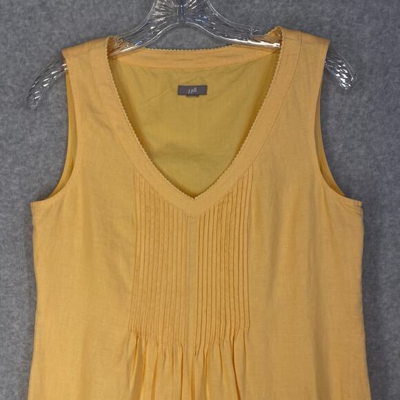 🧡 J Jill Womens 10–12 Orange Linen Sleeveless Pintuck Embroidered Dress 🧡 - Picture 4 of 12